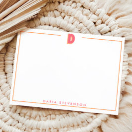 Cartão De Notas Elegant Personalized Monogram 3D Letter D Initial 