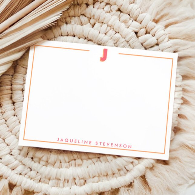 Cartão De Notas Elegant Personalized Monogram 3D Letter J Initial  (Criador carregado)