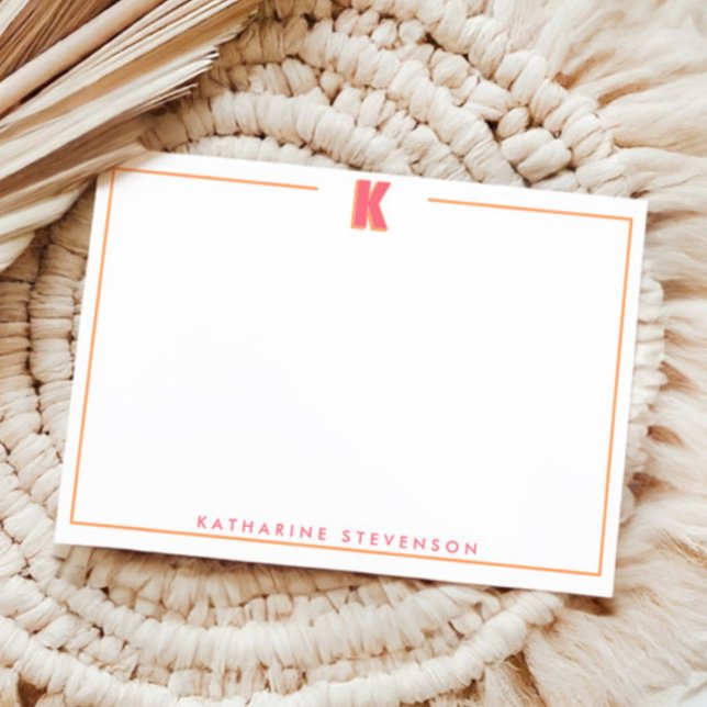 Cartão De Notas Elegant Personalized Monogram 3D Letter K Initial  (Criador carregado)