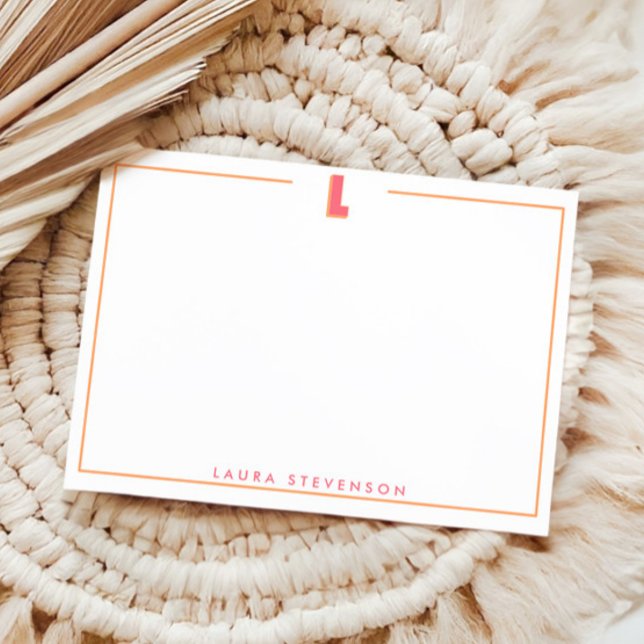 Cartão De Notas Elegant Personalized Monogram 3D Letter L Initial  (Criador carregado)