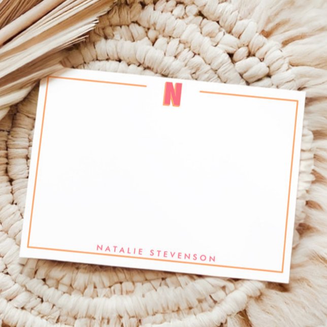 Cartão De Notas Elegant Personalized Monogram 3D Letter N Initial  (Criador carregado)