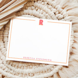 Cartão De Notas Elegant Personalized Monogram 3D Letter R Initial 