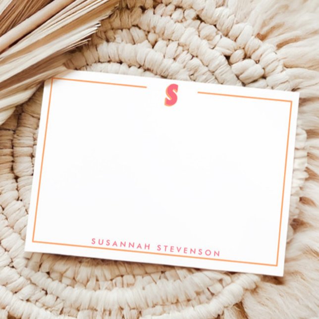 Cartão De Notas Elegant Personalized Monogram 3D Letter S Initial  (Criador carregado)