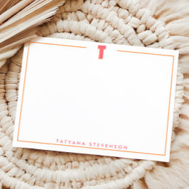 Cartão De Notas Elegant Personalized Monogram 3D Letter T Initial 