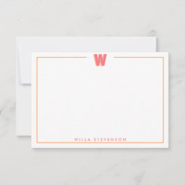 Cartão De Notas Elegant Personalized Monogram 3D Letter W Initial 