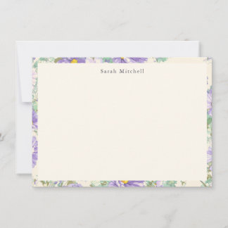 Cartão De Notas Elegant Purple Cosmos Floral Personalized Notecard