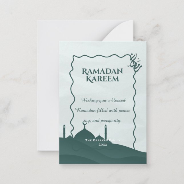 Cartão De Notas Elegant Ramadan Kareem Personalized Islamic Greeti (Frente)