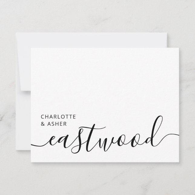 Cartão De Notas Elegant Script Wedding Monogram Note Card (Frente)
