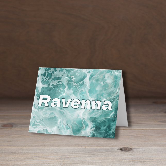 Cartão De Notas Elegant Seafoam Silver Wedding White Name (Criador carregado)