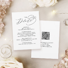 Cartão De Notas Elegant Swirl Script QR Code Wedding Details