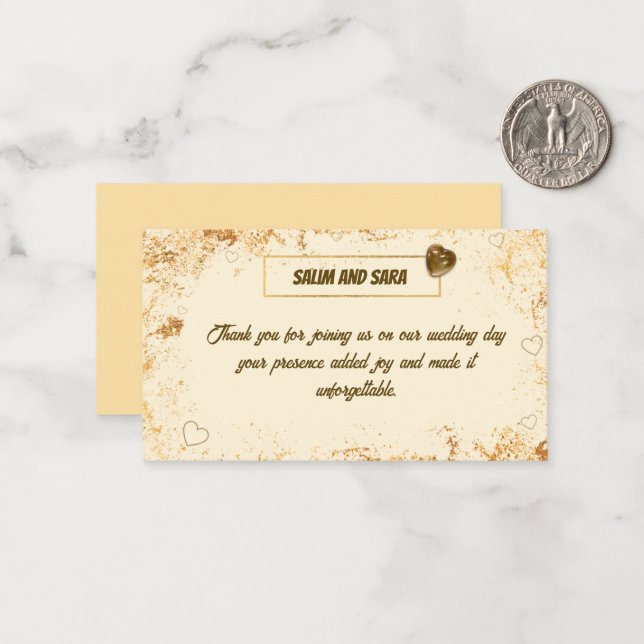 Cartão De Notas Elegant Thank you Card for Wedding Guests (Frente/Verso In Situ)