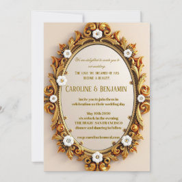 Cartão De Notas Elegant Vintage Wedding Invitation Card – Ornate F