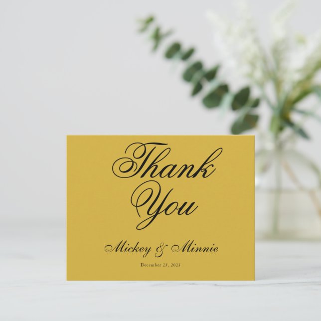 Cartão De Notas Elegant Wedding Thank You Card for Newlyweds (Em pé/Frente)