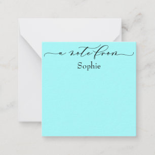 Cartão De Notas Elegante "A Note From" em Aqua Simples