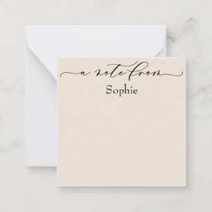 Cartão De Notas Elegante "A Note From" em Creme Simples