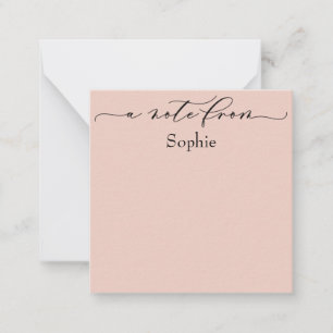 Cartão De Notas Elegante "A Note From" em Rosa Simples