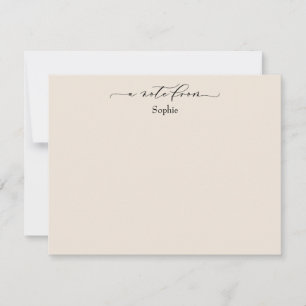 Cartão De Notas Elegante "A Note From", Simples em Creme