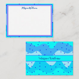 Cartão De Notas Elegante Aestético Colorida Blue Border Name