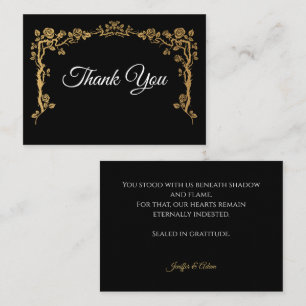 Cartão De Notas Elegante agradecimento de casamento gótico preto e