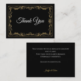 Cartão De Notas Elegante agradecimento de casamento gótico preto e