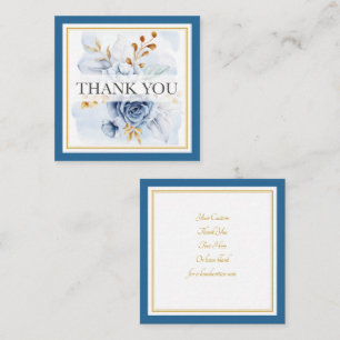 Cartão De Notas Elegante Agradecimento Floral Azul em Aquarela e D