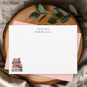 Cartão De Notas Elegante Amante De Livros Da Mesa De Personalizado