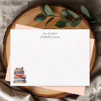 Cartão De Notas Elegante Amante De Livros Da Mesa De Personalizado