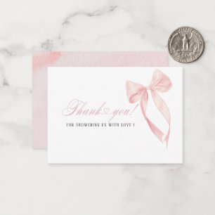 Cartão De Notas Elegante Aquarela Arco Cor-de-rosa Fita Bebê