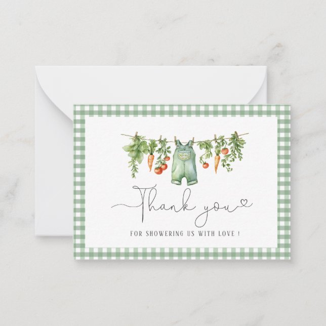 Cartão De Notas Elegante Aquarela Chá de fraldas cultivado localme (Frente)