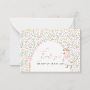 Cartão De Notas Elegante Aquarela Cor de rosa Arco um ganso bobo B