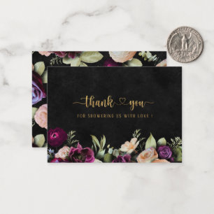 Cartão De Notas Elegante Aquarela flores obrigado-te Brilho