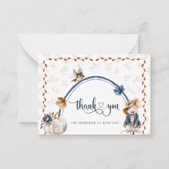 Cartão De Notas Elegante Aquarela Pequeno Chá de fraldas (Frente)