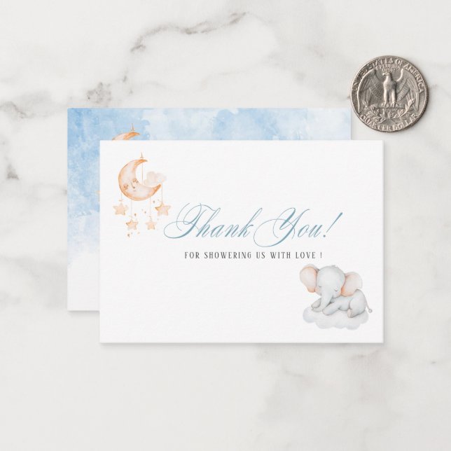 Cartão De Notas Elegante AquarelaPequeno elefante stsr Exibição de (Frente/Verso In Situ)