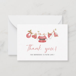 Cartão De Notas Elegante AquarelaPequeno santa baby  Ch&aacute; de