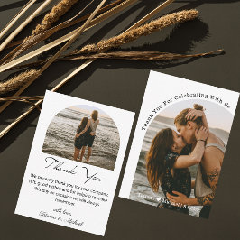 Cartão De Notas Elegante Arco Duplo de Foto Casamento Agradeciment