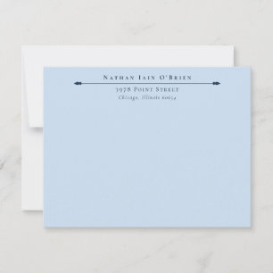 Cartão De Notas Elegante Azul Claro Personalizado Com Endereço De 