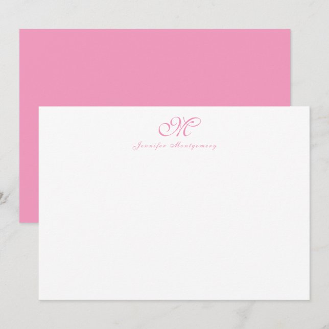Cartão De Notas Elegante - Balé de Monograma com Script Girly Chic (Frente/Verso)