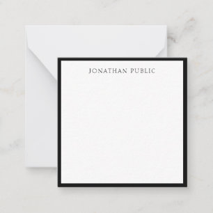 Cartão De Notas Elegante Black Border Simples Branco Moderno Model