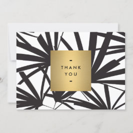 Cartão De Notas Elegante Black Palm Fronds Obrigado Notecard