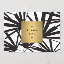 Cartão De Notas Elegante Black Palm Fronds Obrigado Notecard