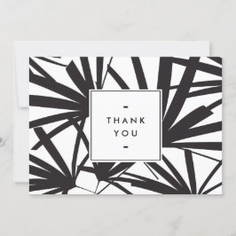 Cartão De Notas Elegante Black Palm Fronds Obrigado Notecard II