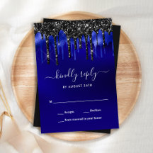 Elegante Blue Black Glitter Drives de Casamento RS