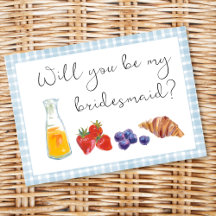 Elegante Blue Gingham Brunch Bridesmaid Proposta