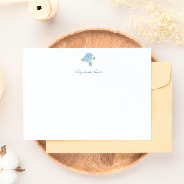 Cartão De Notas Elegante Blue Hydrangea Watercolor Personalizado