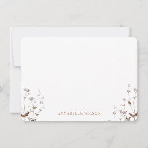 Cartão De Notas Elegante Boho Wildflower Personalizado