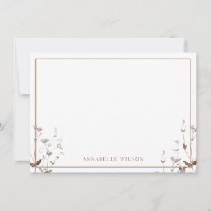 Cartão De Notas Elegante Boho Wildflower Personalizado