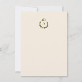 Cartão De Notas Elegante Botânico Pendente Crest Monograma Inicial