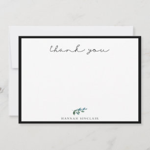 Cartão De Notas Elegante Branch Black - Obrigado