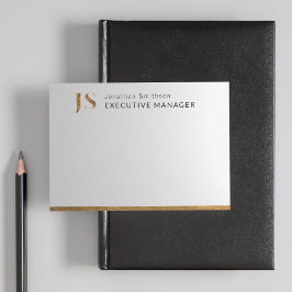 Cartão De Notas Elegante branco clássico e monograma personalizado