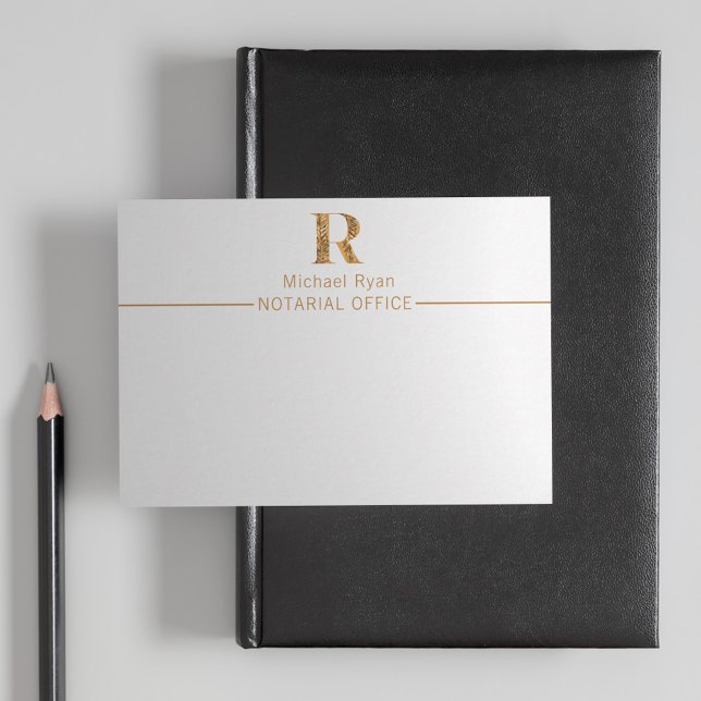 Cartão De Notas Elegante branco clássico e monograma personalizado (Criador carregado)